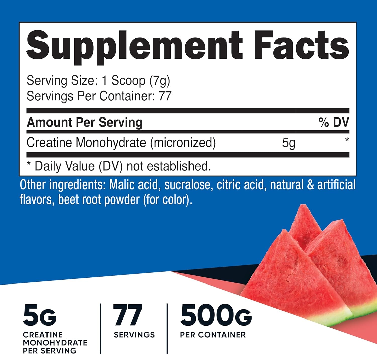 Creatine Monohydrate Powder (Watermelon, 500 Gram) - Micronized Creatine Supplement - Vegan, Non-Gmo, Gluten Free
