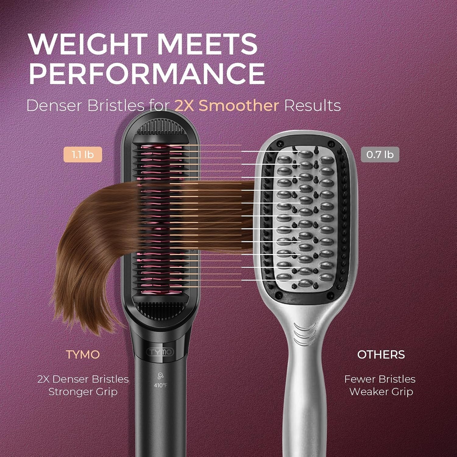 Flat Iron Hair Straightener Brush 2 in 1, 200M Ions Hair Straighteners for Women, Ceramic Straightening Hot Comb for Anti-Frizz Straights, Waves, Curl, 3X Less Heat Damage, Dual Voltage, Black