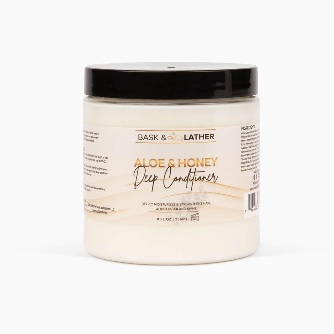Aloe & Honey Deep Conditioner – Moisturizing Hair Mask with Aloe Vera, Honey & Shea Butter – Restores Strength, Reduces Breakage, for All Hair Types & Color-Treated Hair, 8Oz