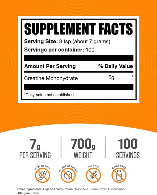 .Com Creatine Monohydrate Powder - Creatine Flavored Powder Supplement, Micronized - Lemon Italian Ice Flavor, 7G per Serving, 700G (1.5 Lbs) (Pack of 1)