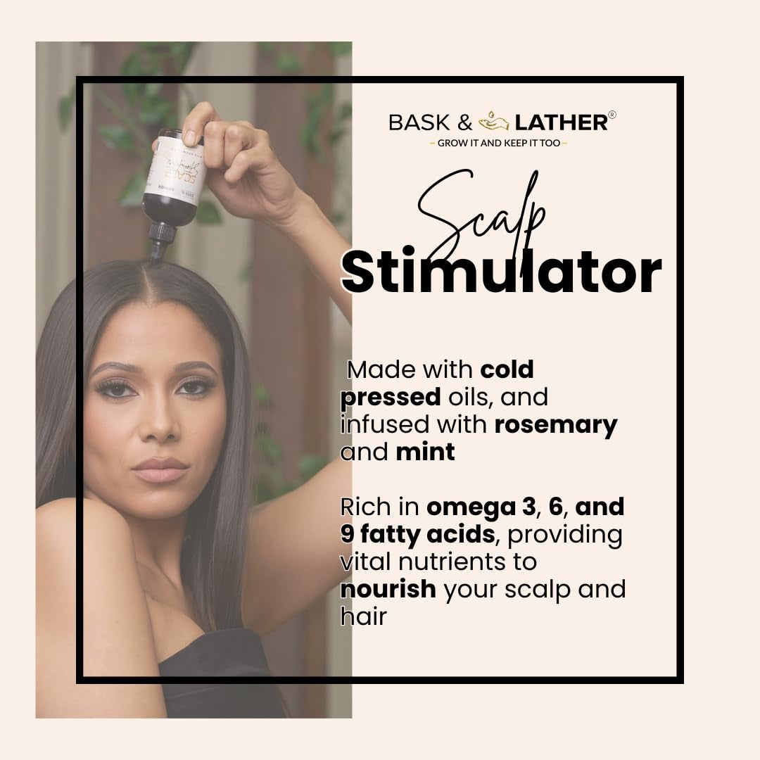 Scalp Stimulator Hair Growth Oil, Cold Pressed Mint and Rosemary Blend with Grapeseed for Hair Growth, Organic Natural Leave In, All Hair Types, 2 Fl Oz