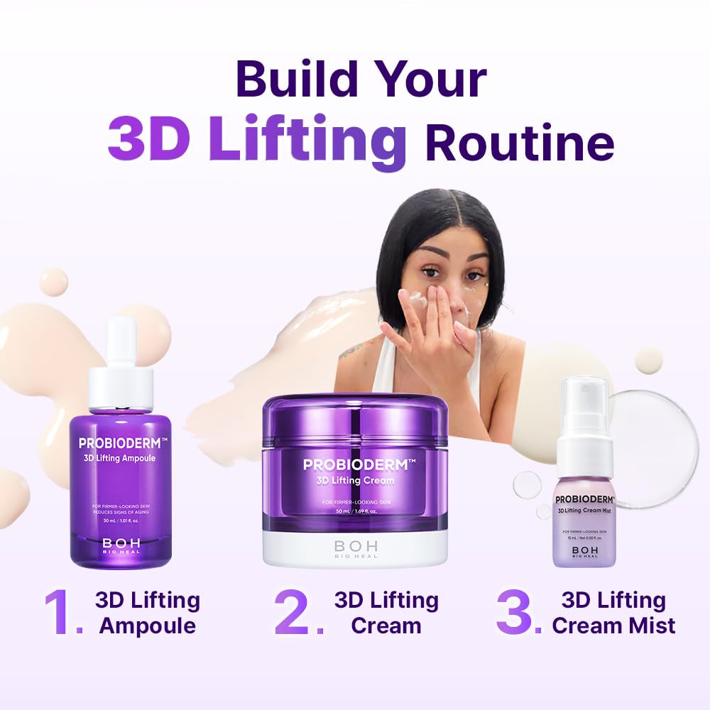 Probioderm 3D Lifting Skincare Set | Cardi B'S Korean Night Cream, Serum & Face Mist for Lifting & Firming | Perfect Anti-Aging Routine for Dry, Dull, Saggy Skin | Mother’S Day Gift