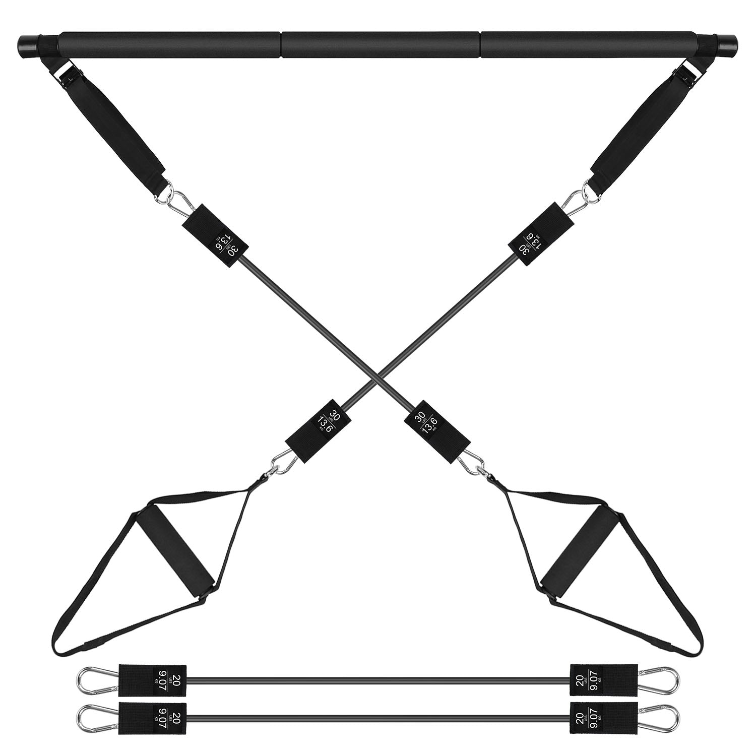 Pilates Bar Kit with 100LBS Resistance Bands – Full Body Exercise Set