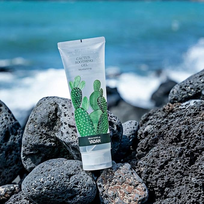 YADAH Cactus Soothing Gel (8.45fl oz) - Sunburn Relief, Calm, Cool & Soothe Irritated Skin, Face Redness. Korean Skin Care. 95% Cactus Extract, Vegan.
