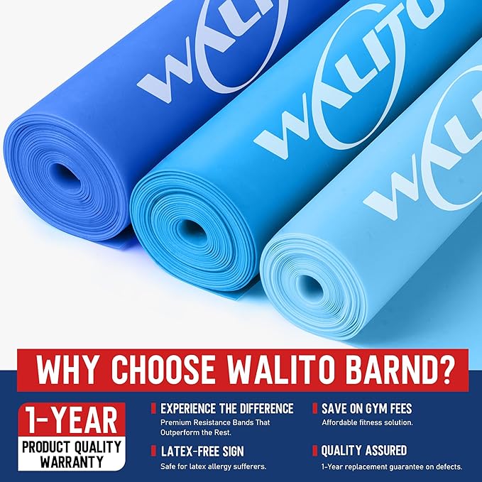 WALITO Resistance Bands for Working Out, Exercise Bands for Women and Men, Workout Bands for Physical Therapy, Stretch, Recovery, Pilates, Rehab, Strength Training and Home Gym