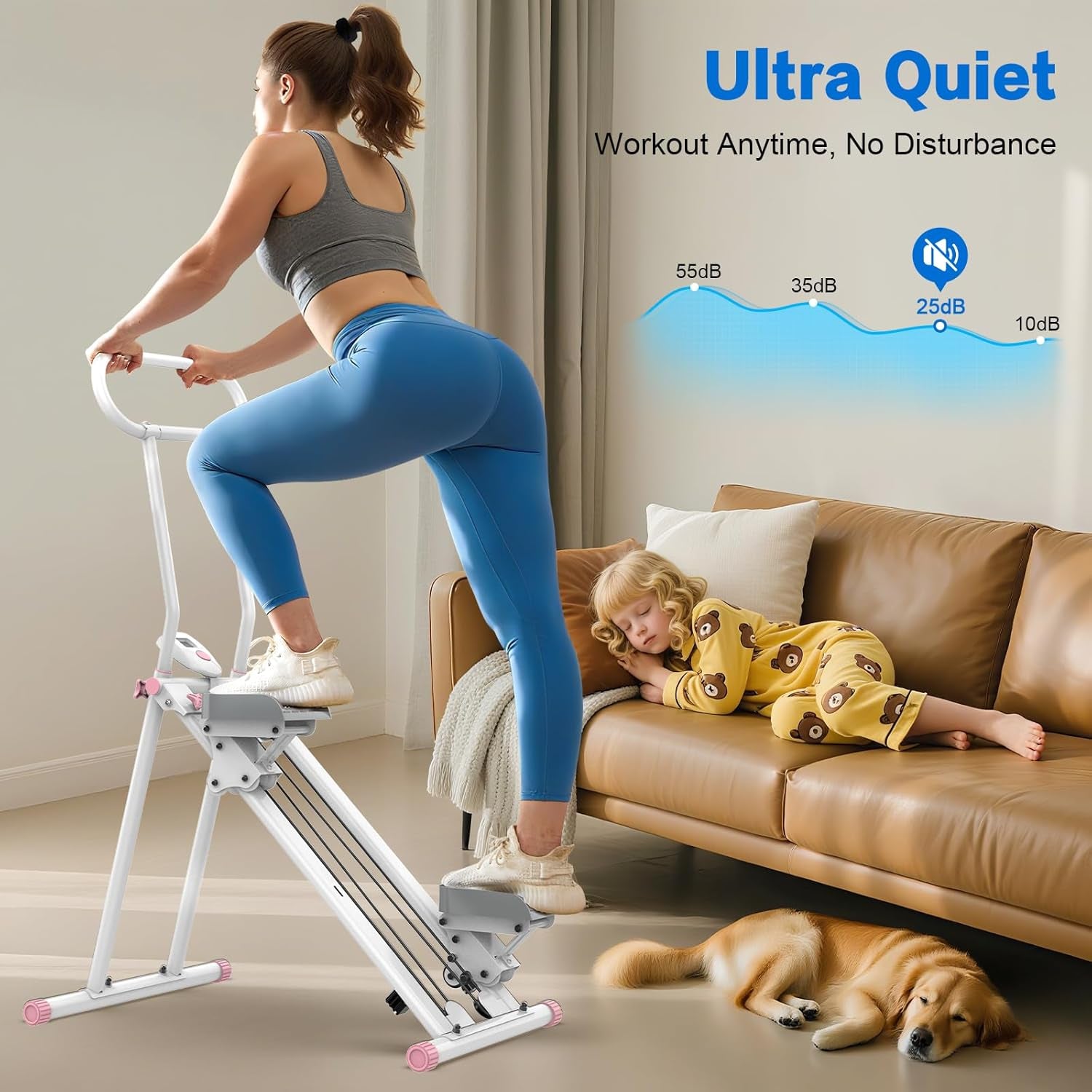 Stair Stepper for Home, New Version 6 Adjustable Resistance Vertical Climber Cardio Exercise Machine, Folding Stair Climber for Full Body Workout with Adjustable Handlebar