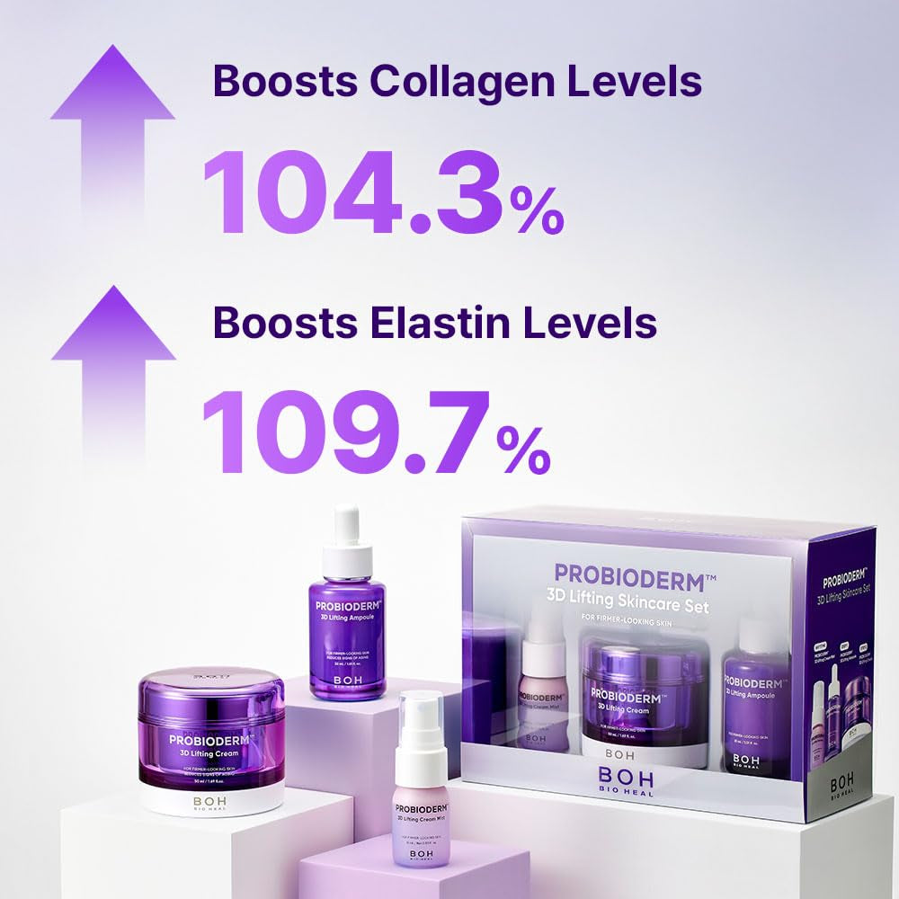 Probioderm 3D Lifting Skincare Set | Cardi B'S Korean Night Cream, Serum & Face Mist for Lifting & Firming | Perfect Anti-Aging Routine for Dry, Dull, Saggy Skin | Mother’S Day Gift