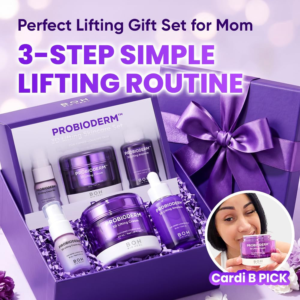 Probioderm 3D Lifting Skincare Set | Cardi B'S Korean Night Cream, Serum & Face Mist for Lifting & Firming | Perfect Anti-Aging Routine for Dry, Dull, Saggy Skin | Mother’S Day Gift