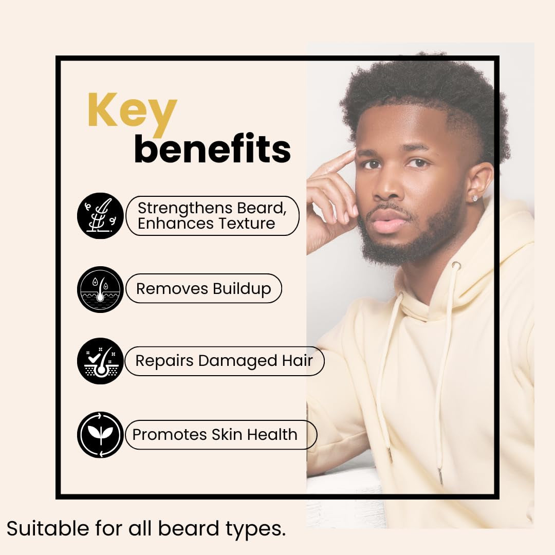 Beard Shampoo for Men, Beard Wash Gently Deep Cleans and Removes Buildup for All Hair Types, Conditioning & Hydrating Beard Care with Natural Ingredients, Sulfate Free, 6 Fl Oz