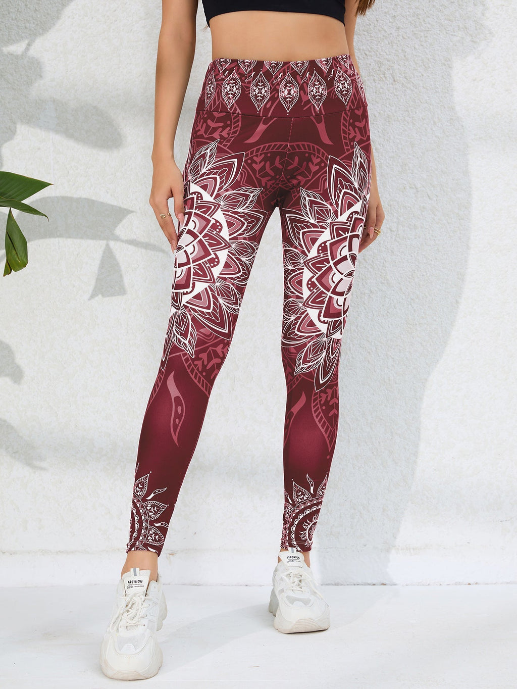 Watercolor Print High-Waist Tummy Control Butt-Lifting Yoga Leggings
