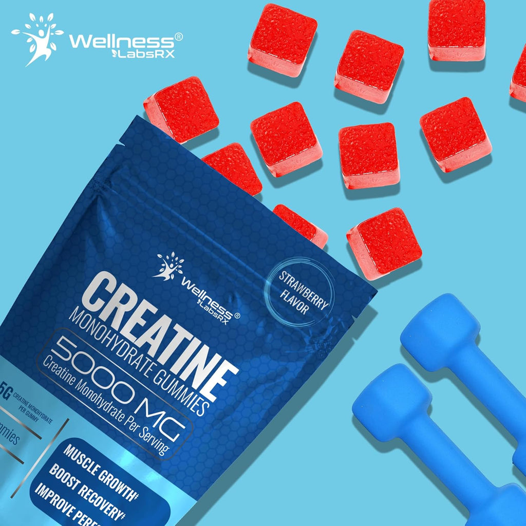 Creatine Gummies 5000Mg, 30 Servings Creatine Monohydrate Gummies, Strawberry Flavor Creatine for Men - Pack of 2