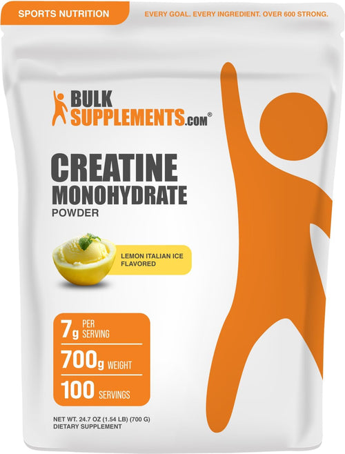 .Com Creatine Monohydrate Powder - Creatine Flavored Powder Supplement, Micronized - Lemon Italian Ice Flavor, 7G per Serving, 700G (1.5 Lbs) (Pack of 1)