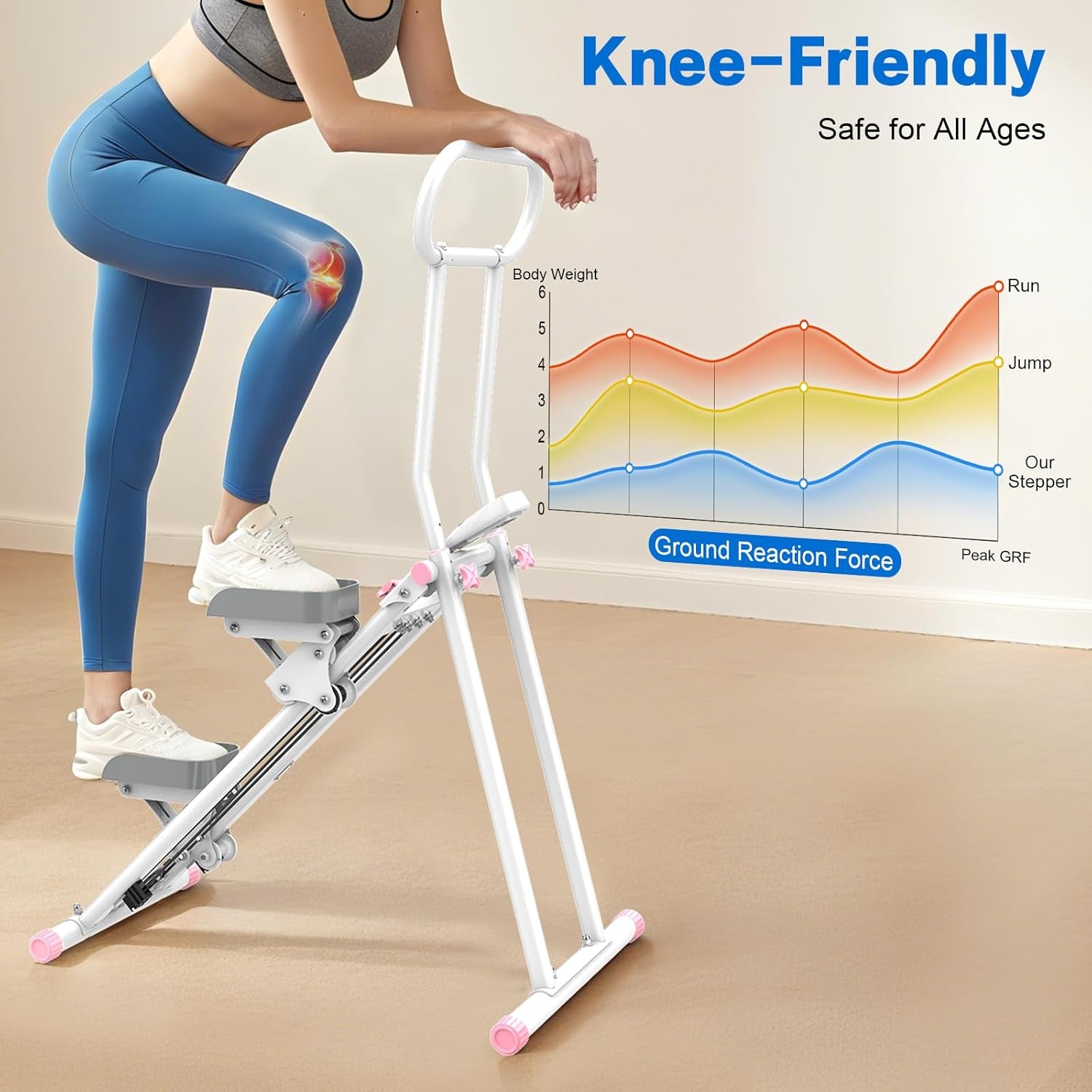 Stair Stepper for Home, New Version 6 Adjustable Resistance Vertical Climber Cardio Exercise Machine, Folding Stair Climber for Full Body Workout with Adjustable Handlebar