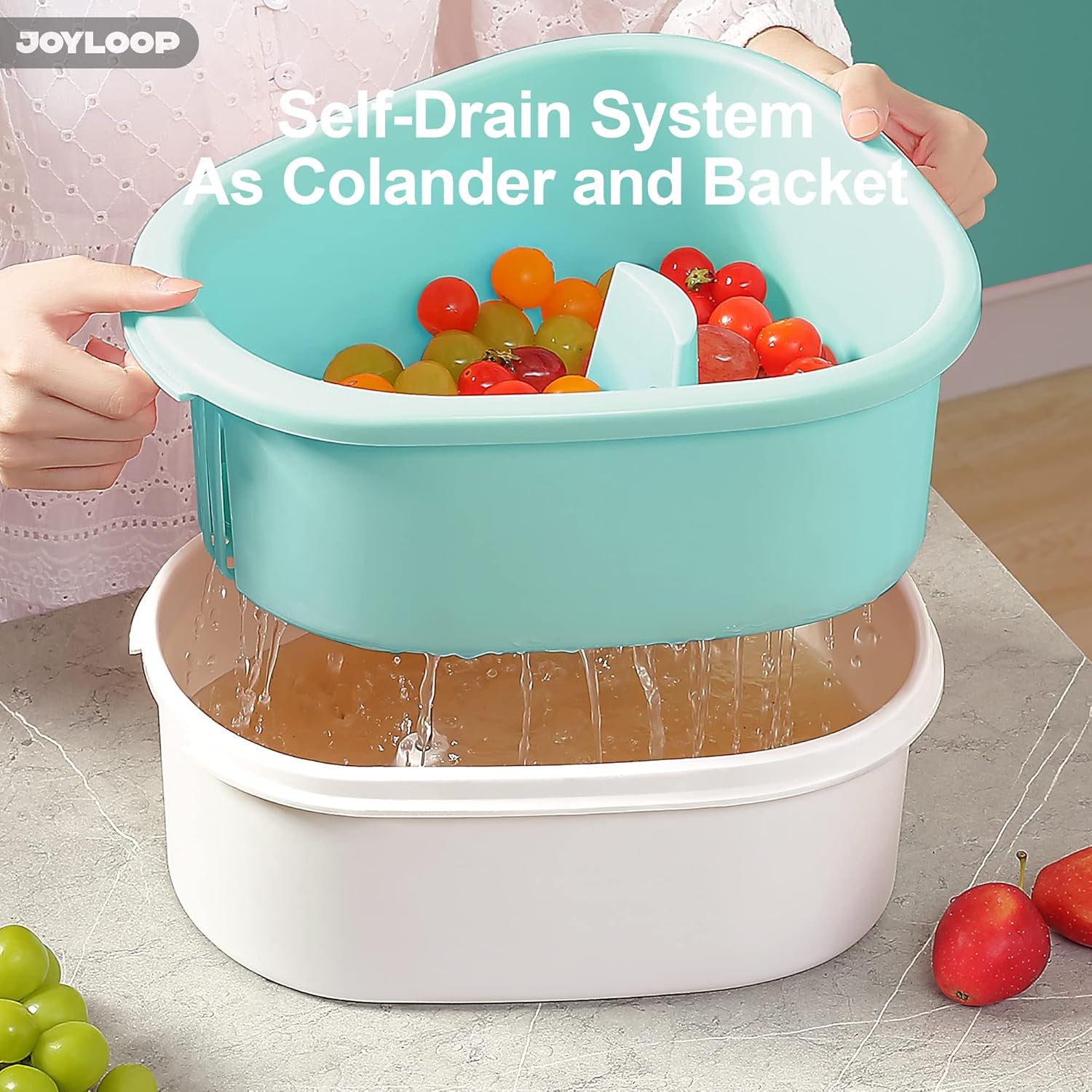 Fruit Cleaner Spinner JOYLOOP, Large Fruit Washer Spinner, Fruit Cleaner Spinner with Fruit Washer Bowl, Vegetable Fruit Spinner Washer,Fruit and Vegetable Scrubber