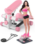 Steppers for Exercise at Home,  Mini Stepper with Resistance Bands, Portable Stair Stepper for Home 330LBS Capacity, Adjustable Height Fitness Stepper Machine