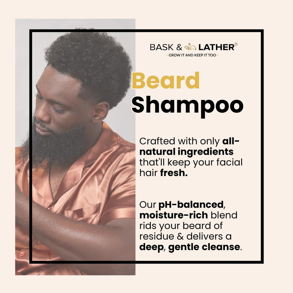 Beard Shampoo for Men, Beard Wash Gently Deep Cleans and Removes Buildup for All Hair Types, Conditioning & Hydrating Beard Care with Natural Ingredients, Sulfate Free, 6 Fl Oz