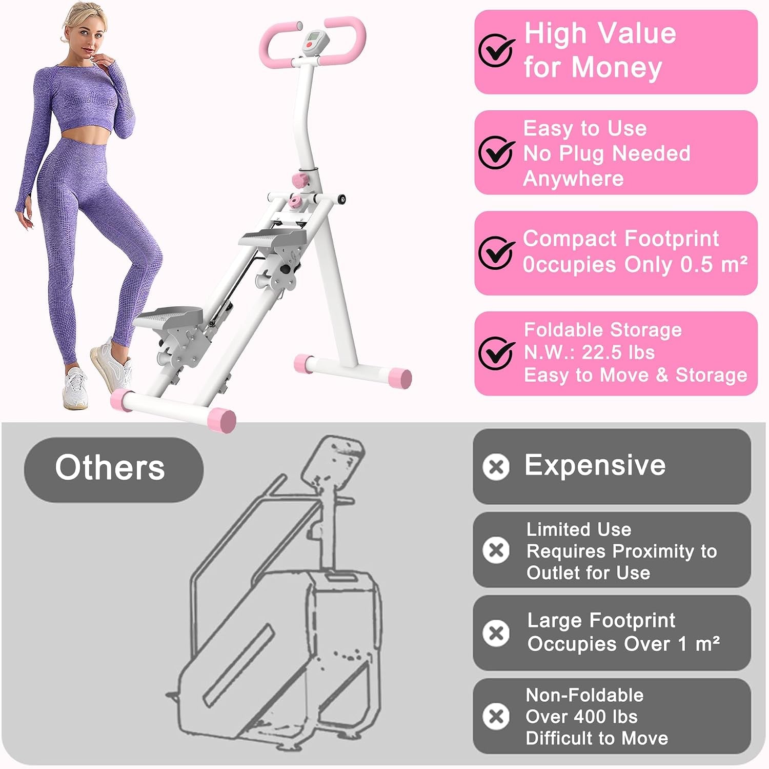 Stair Stepper for Exercise at Home, Upgrade Vertical Climber Stairmaster for Full-Body Workout, Folding Cardio Exercise Climber Steppers Machine with Adjustable Handlebar for Gym Exercise