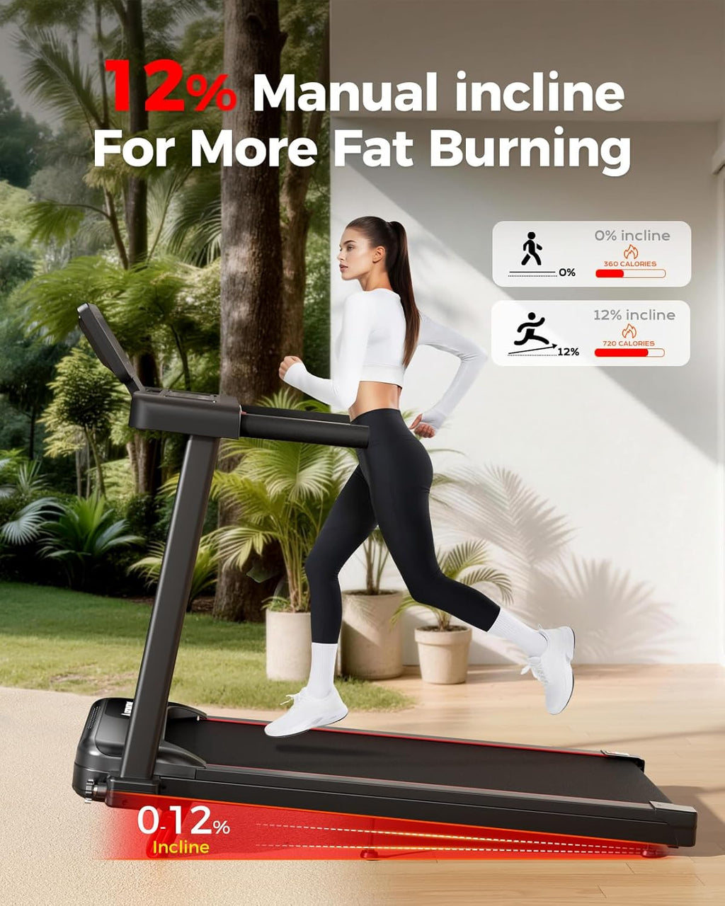 Foldable Treadmill for Home Small with Incline - 3.0HP Quiet Walking Pad Treadmill with Handles, 300LBS Capacity, Home Office 3-In-1 Portable Treadmills for Running Jogging Walking