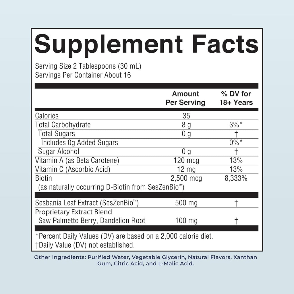 MARYRUTH'S Daily Liquid Hair Formula | with 500 Mg Seszenbio™ + 2,500 Mcg Biotin | Vitamin C | Thicker, Stronger Hair for Women | Hair, Skin, & Nail Health | Collagen Production | 16 Fl Oz