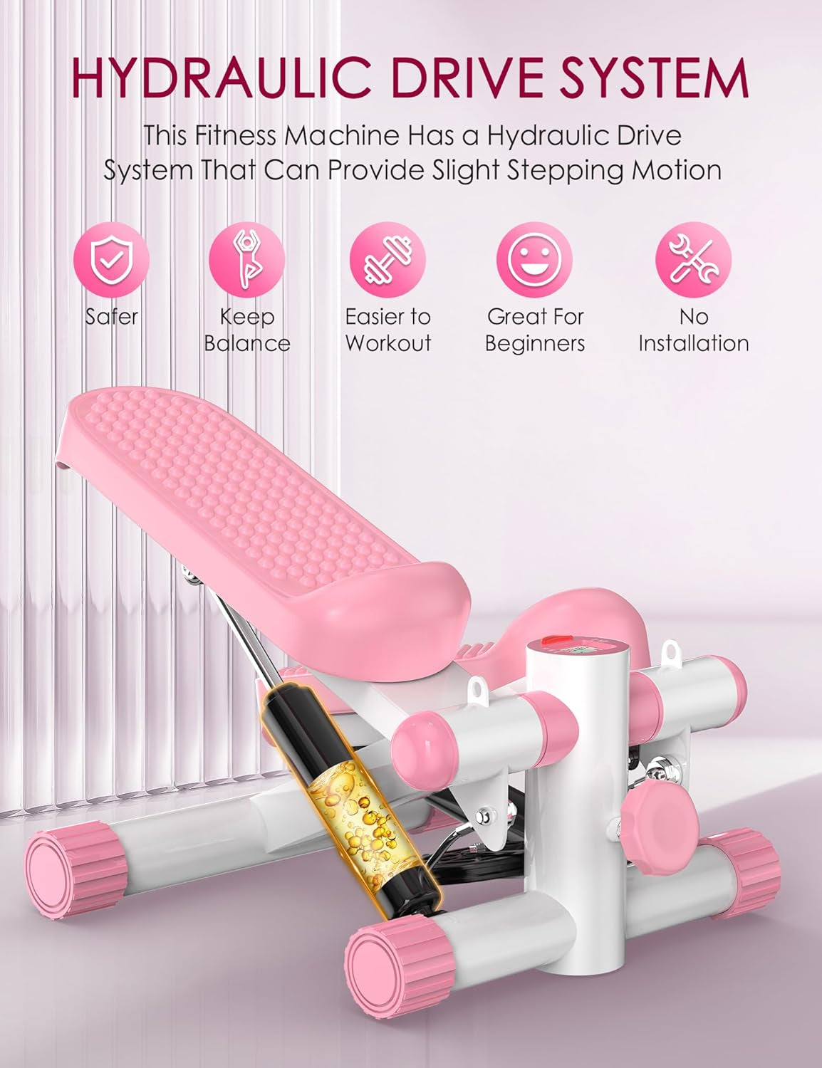 Steppers for Exercise at Home,  Mini Stepper with Resistance Bands, Portable Stair Stepper for Home 330LBS Capacity, Adjustable Height Fitness Stepper Machine