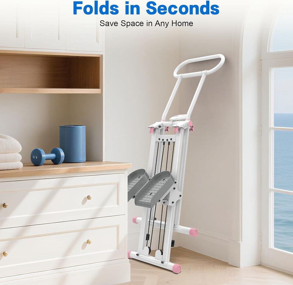 Stair Stepper for Home, New Version 6 Adjustable Resistance Vertical Climber Cardio Exercise Machine, Folding Stair Climber for Full Body Workout with Adjustable Handlebar